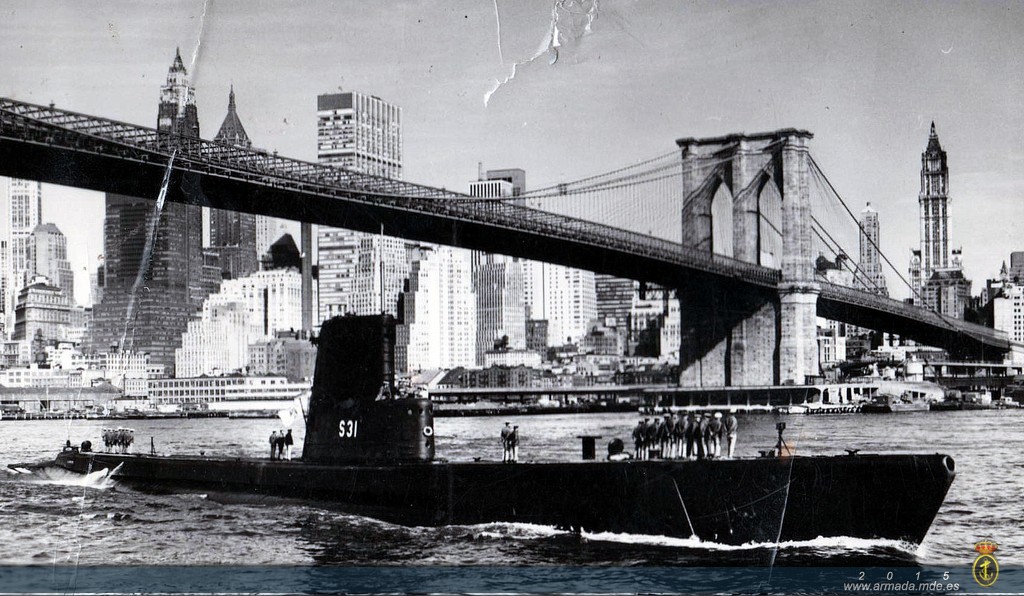 El S-31 "Almirante García de los Reyes" entrando en Nueva York en 1965.